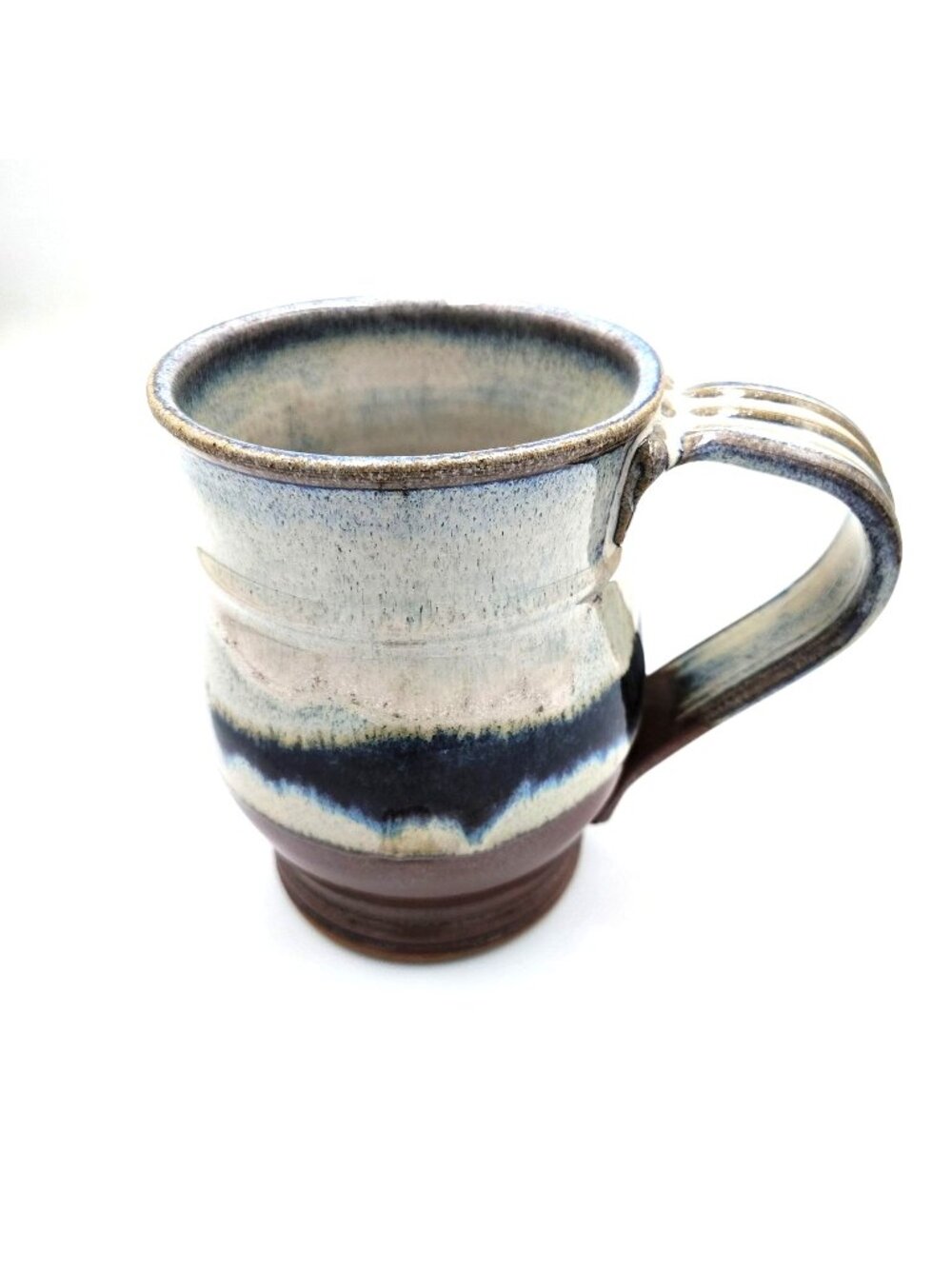 Pottery Drip Glaze Mug 22 Oz Handmade Blue Brown Fired Good Earth Pottery Signed